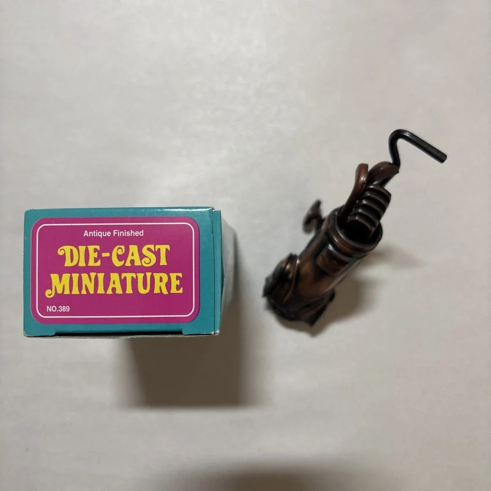 VTG Mini Pencil Sharpener Bronze Die Cast Metal Golf Bag Clubs /w Box EUC